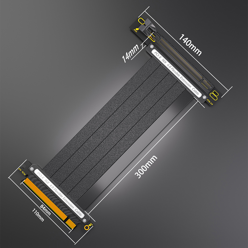 Pcie 4.0 X16 Riser Cable 90 Degree - 黒の柔軟なGPUライザーケーブル,pcie 4.0,16xシールド,高速,30cm, 90度,pcie4.0,30cm