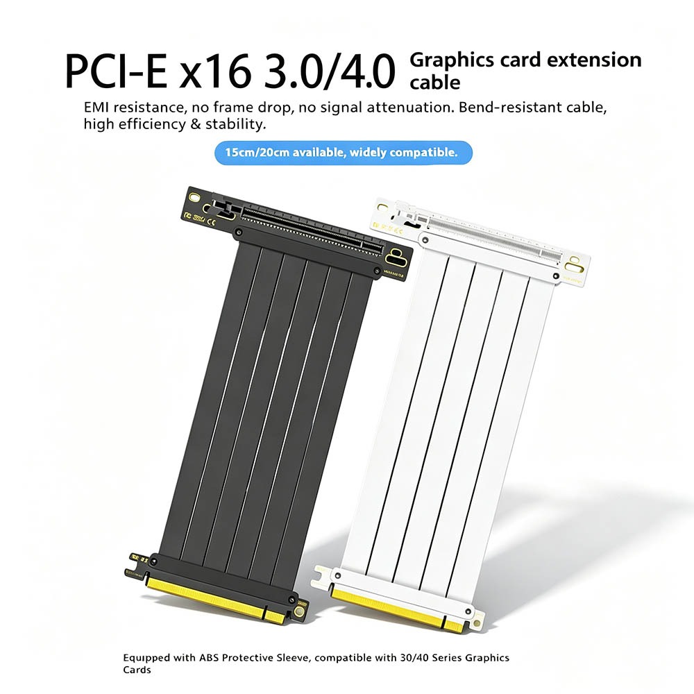 Pcie 4.0 X16 Riser Cable 90 Degree - PCI‑E 4.0/3.0 X16 GPUライザーケーブル 90度マウント シールド付きフレキシブルコード