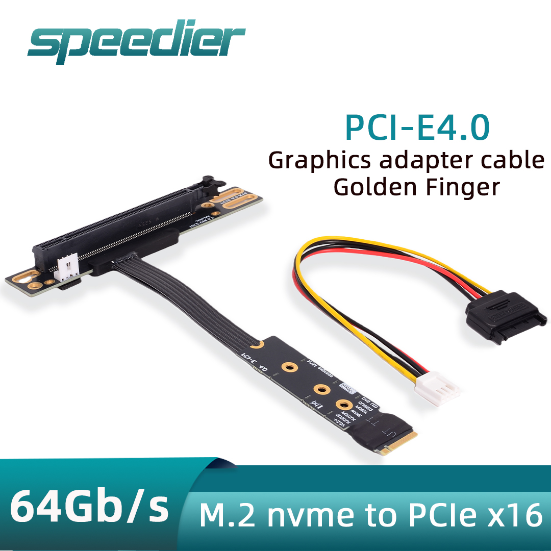 Pcie 4.0 X16 Riser Cable 90 Degree - M.2 NVME to PCIe X16 90度