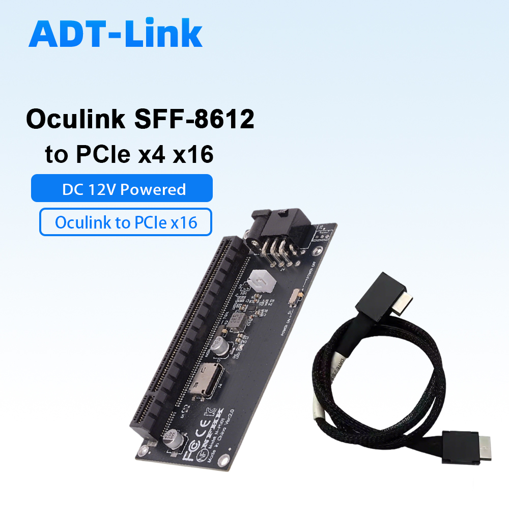 Oculink SFF-8612 - PCIe X4 X16 - Pcie 4.0 X16 Riser Cable 90 Degree のレビューと価格
