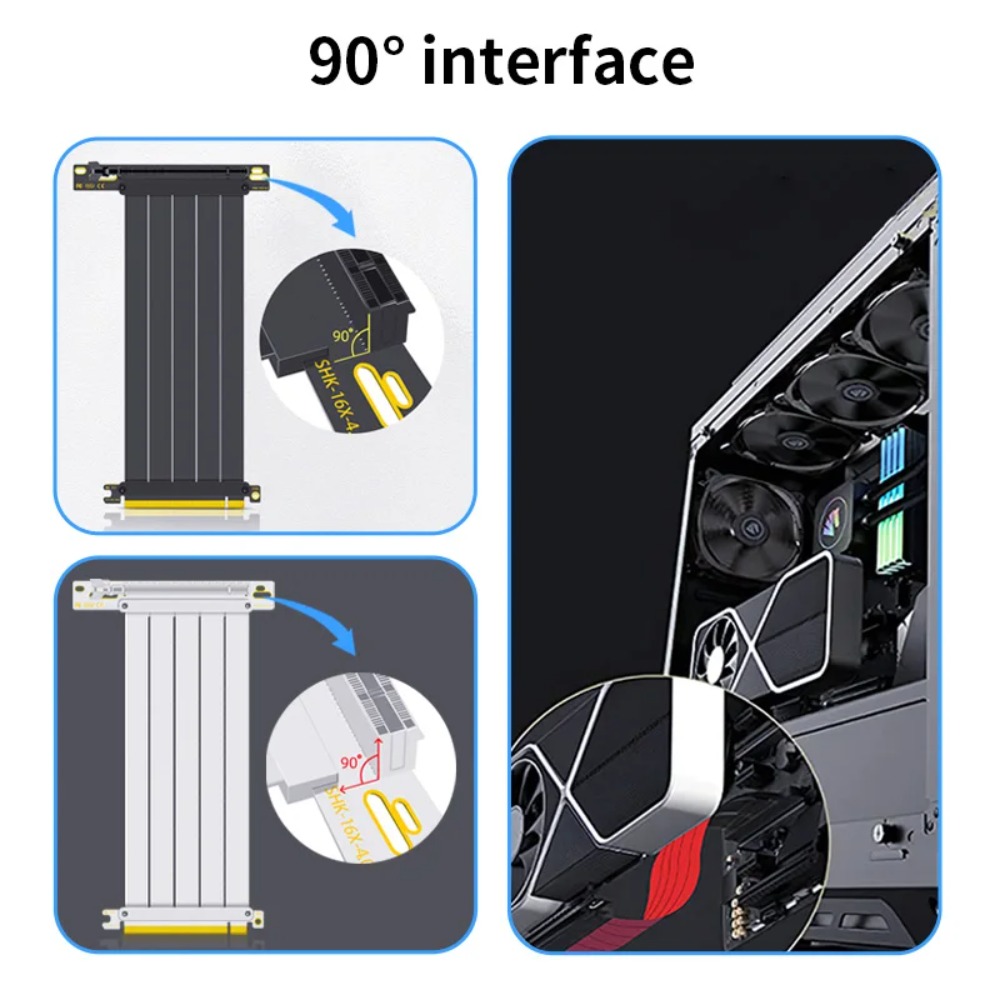 PCI‑E 4.0/3.0 X16 GPUライザーケーブル  - Pcie 4.0 X16 Riser Cable 90 Degree のレビューと価格