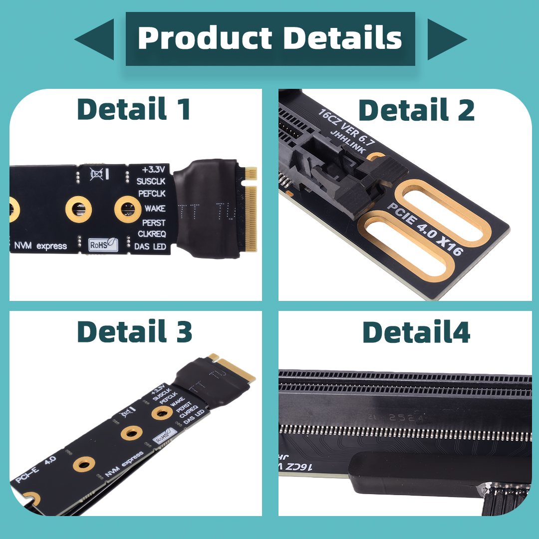 M.2 NVME to PCIe X16 90度 PCI-E - Pcie 4.0 X16 Riser Cable 90 Degree のレビューと価格