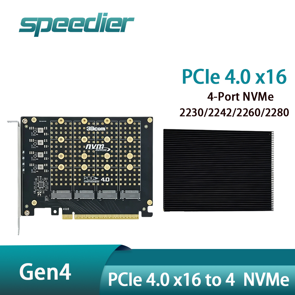 PCIe 4.0 X16 - 4 NVMe M.2 SSDア - Quad M.2 Nvme Pcie Bifurcation Card のレビューと価格