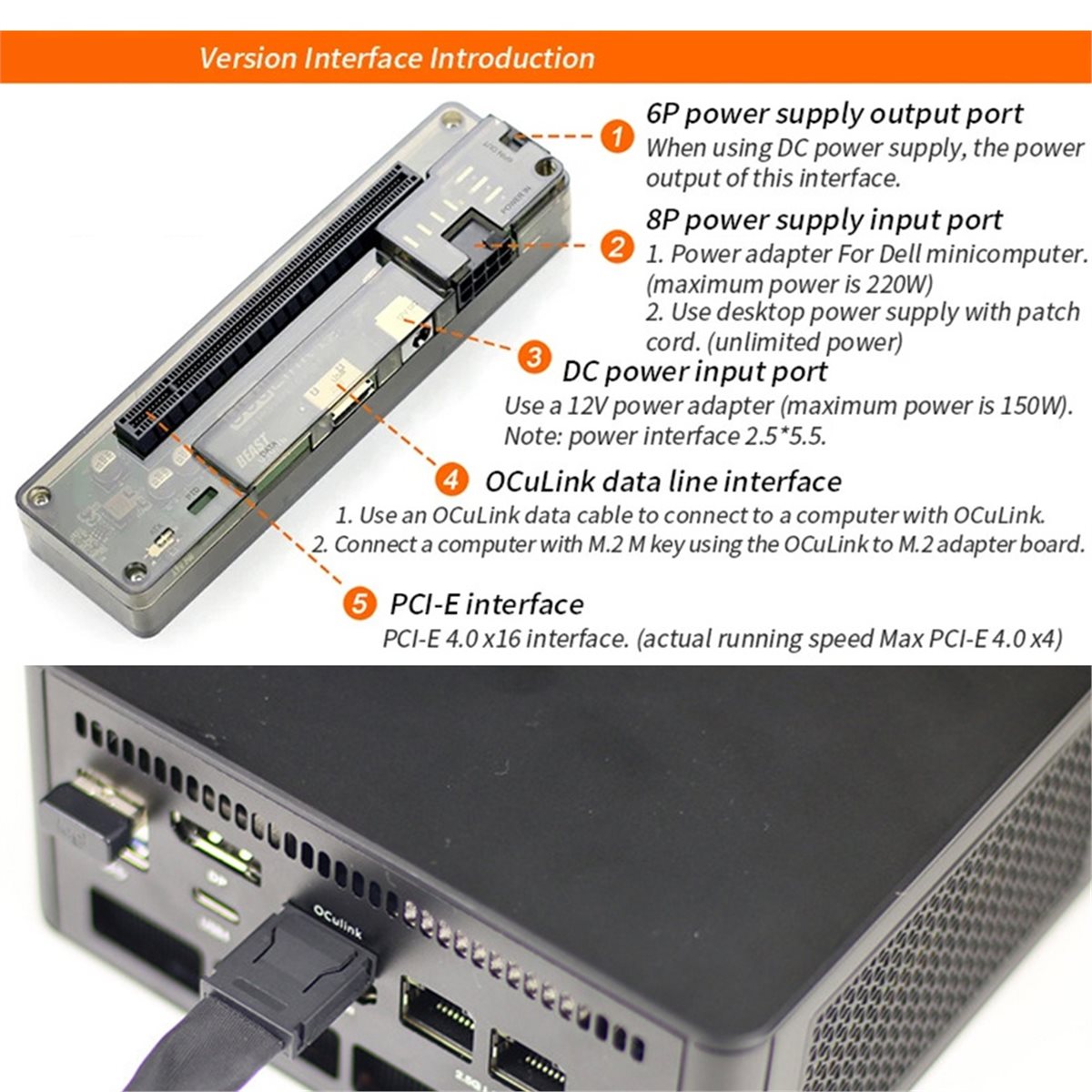 OCuLink GPUドック（M.2 Mキー対応）OCuLi - External Gpu Dock Pcie 4.0 Oculink のレビューと価格